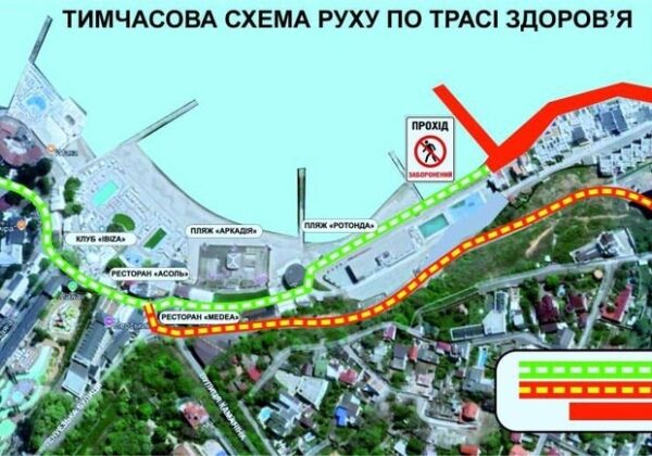 В Одессе с 3 сентября перекроют часть Трассы здоровья из-за берегоукрепительных работ
